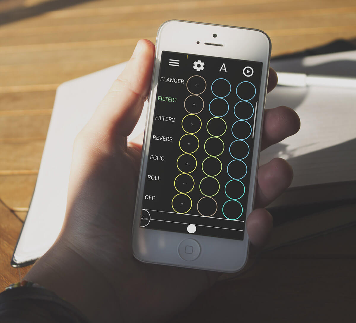 A person playing the WEB PADS online DJ pad on a phone